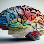 Human brain with paper colors ,generative AI