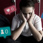 Unhappy teenager with few social media engagement